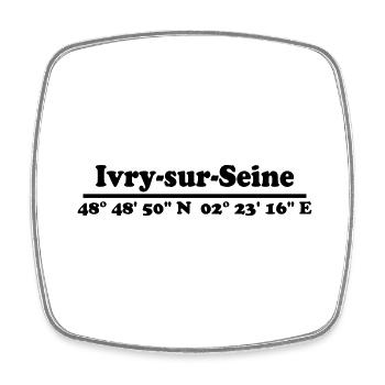 Ivry-sur-Seine coordinates - Square fridge magnet - white - Front