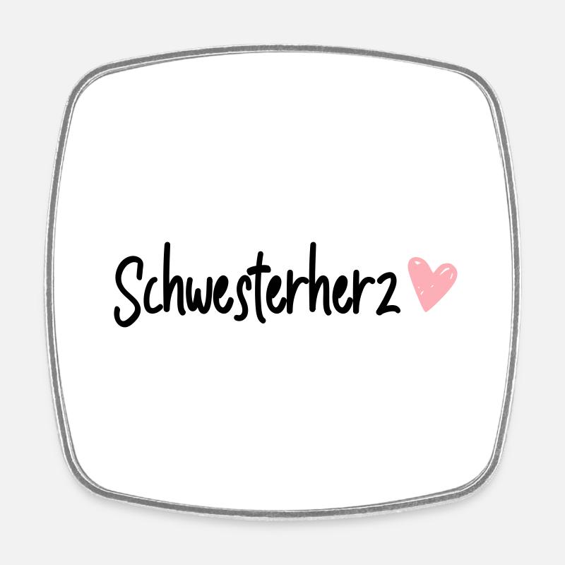 schwesterherz - Viereckiger Kühlschrankmagnet - Weiß