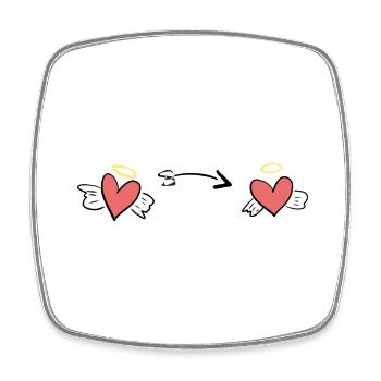 hearts heart love angel arrow protector symbol - Square fridge magnet - white - Front