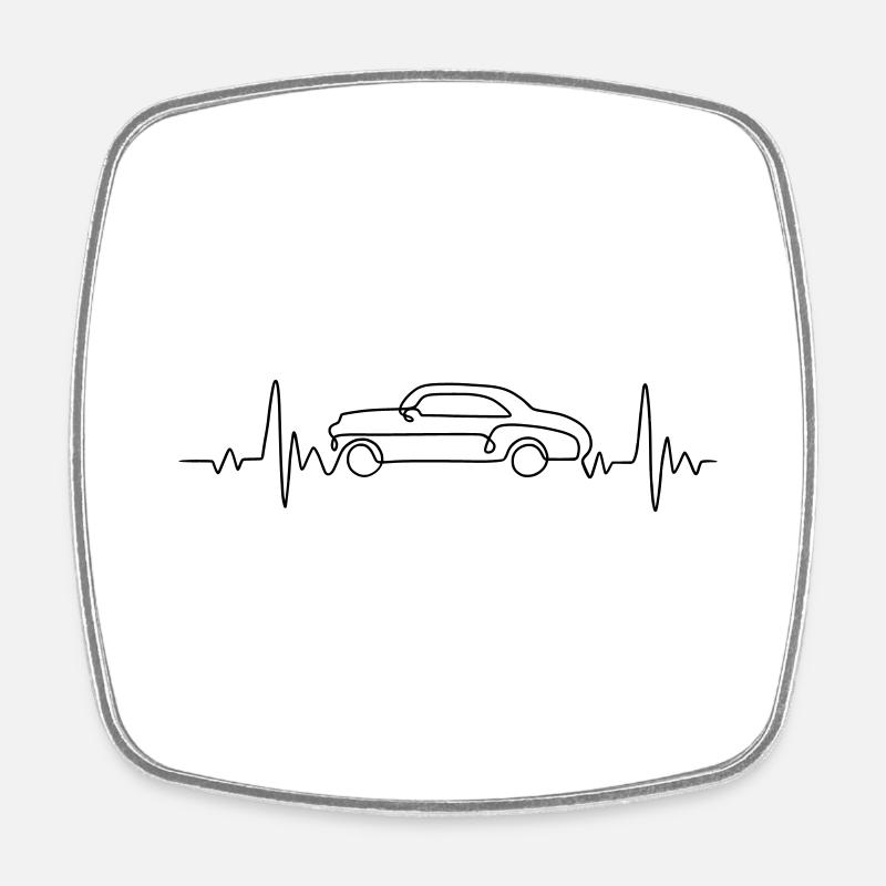 Herzschlag Autos - Viereckiger Kühlschrankmagnet - Weiß