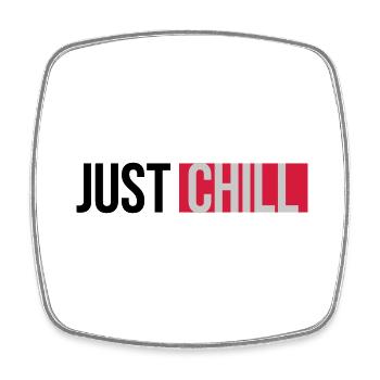 Just Chill Text Logo - Square fridge magnet - white - Front