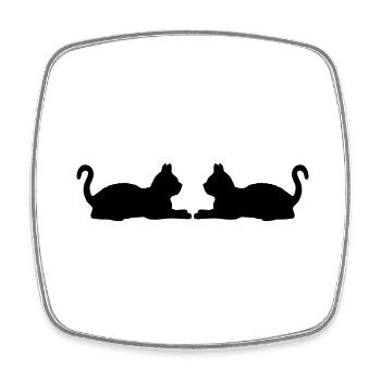 2 reclining cats silhouette - Square fridge magnet - white - Front