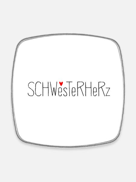 Label Schwesterherz - Viereckiger Kühlschrankmagnet - Weiß