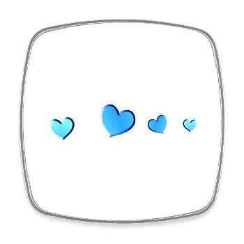 trois cœurs bleus symbole d’amour paillettes - Magnet carré - blanc - Devant
