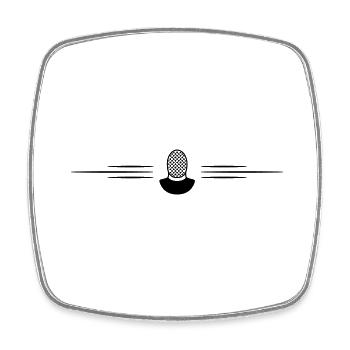 Ligne de masque d’escrime - Magnet carré - blanc - Devant