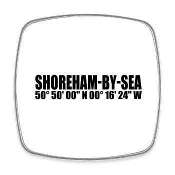Shoreham-by-Sea coordinates - Square fridge magnet - white - Front
