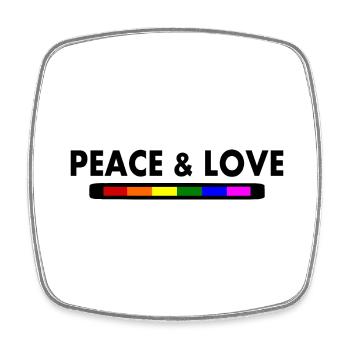 Peace and love - Square fridge magnet - white - Front