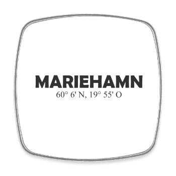 Mariehamn - Finland - Coordinates - Longitude - Square fridge magnet - white - Front