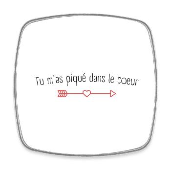 Tu m'as piqué dans le coeur ❤️️ - Magnet carré - blanc - Devant