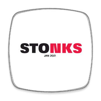 STONKS - Viereckiger Kühlschrankmagnet - Weiß - Vorne