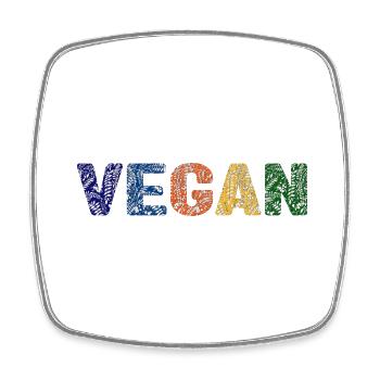 Vegan pattern - primary colors - Square fridge magnet - white - Front