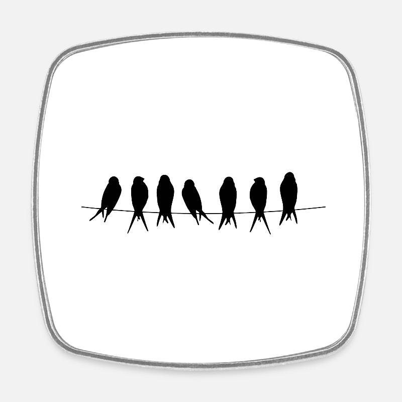 Birds on a Wire - Square fridge magnet - white