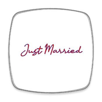JUST MARRIED. bachelorette party. SAINT VALENTINE. COUPLE - Square fridge magnet - white - Front