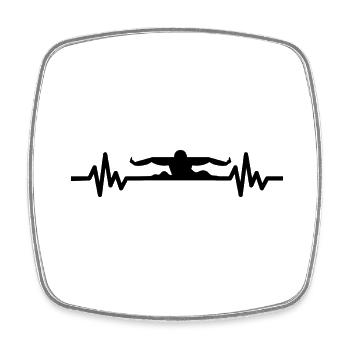 Heartbeat Swimmer - Diver Water Sports Athlete - Square fridge magnet - white - Front