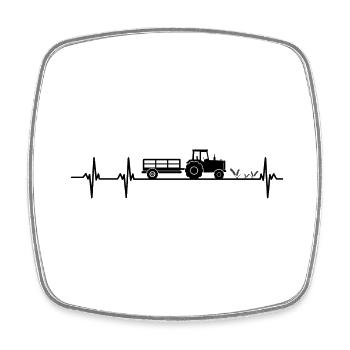 Traktor-Herzschlag - Viereckiger Kühlschrankmagnet - Weiß - Vorne