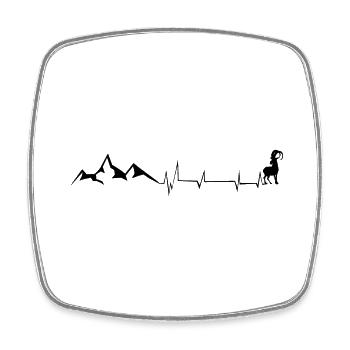 Heartbeat - Chèvre - Montagne - (6) - Magnet carré - blanc - Devant