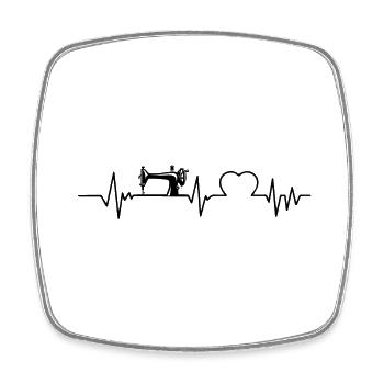 Nähmaschine Herzschlag Nähen EKG-Hals - Viereckiger Kühlschrankmagnet - Weiß - Vorne