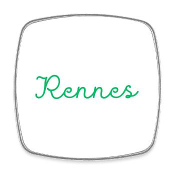 Rennes - Magnet carré - blanc - Devant
