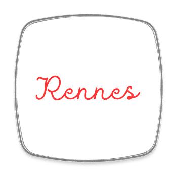 Rennes - Magnet carré - blanc - Devant