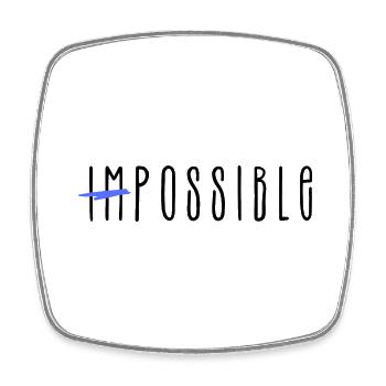 Impossible - Viereckiger Kühlschrankmagnet - Weiß - Vorne