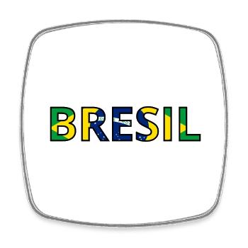 Drapeau Brésil - Magnet carré - blanc - Devant