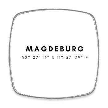 Magdeburg Koordinaten - Viereckiger Kühlschrankmagnet - Weiß - Vorne