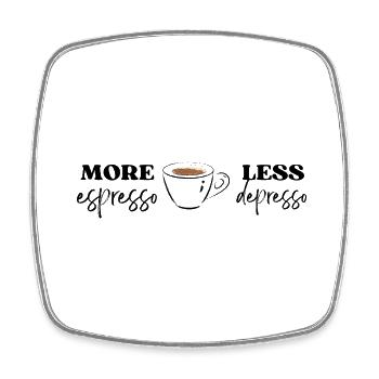 More Espresso less depresso black - Viereckiger Kühlschrankmagnet - Weiß - Vorne