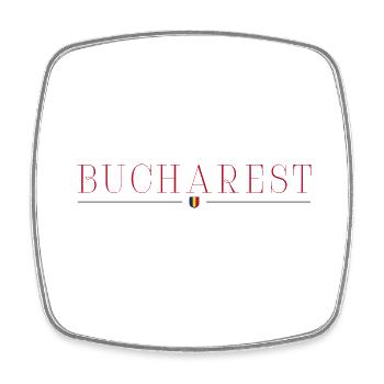 Bukarest, Rumänien Stil Design T-Shirt - Viereckiger Kühlschrankmagnet - Weiß - Vorne