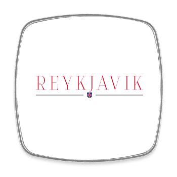 Reykjavik, Island Stil Design T-Shirt - Viereckiger Kühlschrankmagnet - Weiß - Vorne