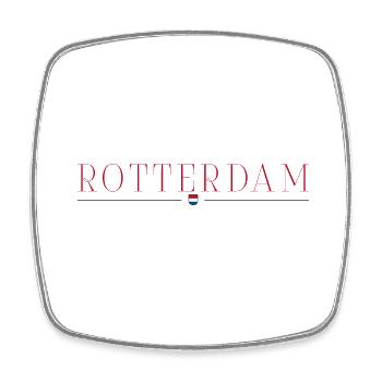 Rotterdam, Netherlands Style Design T-Shirt - Square fridge magnet - white - Front