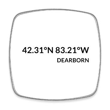 Dearborn Michigan USA Koordinaten - Viereckiger Kühlschrankmagnet - Weiß - Vorne