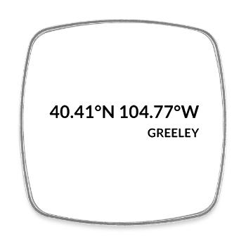 Coordonnées de Greeley, Colorado, États-Unis - Magnet carré - blanc - Devant