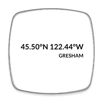 Gresham Oregon USA Koordinaten - Viereckiger Kühlschrankmagnet - Weiß - Vorne
