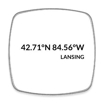Lansing Michigan USA Koordinaten - Viereckiger Kühlschrankmagnet - Weiß - Vorne