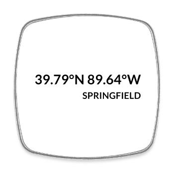 Coordonnées Springfield, Illinois, États-Unis - Magnet carré - blanc - Devant
