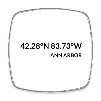 Ann Arbor Michigan USA Koordinaten - Viereckiger Kühlschrankmagnet - Weiß - Vorne