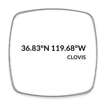 Coordonnées Clovis Californie États-Unis - Magnet carré - blanc - Devant