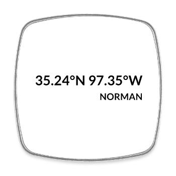Norman Oklahoma USA Koordinaten - Viereckiger Kühlschrankmagnet - Weiß - Vorne