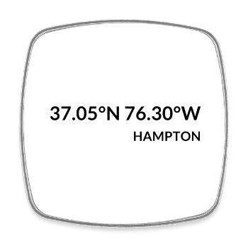 Hampton, Virginia, USA Coordinates - Square fridge magnet - white - Front