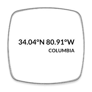 Columbia, South Carolina, United States Coordinates - Square fridge magnet - white - Front