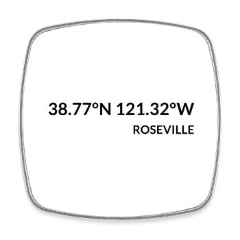Roseville, California, United States Coordinates - Square fridge magnet - white - Front