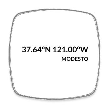 Modesto California USA Koordinaten - Viereckiger Kühlschrankmagnet - Weiß - Vorne