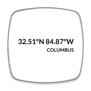Columbus Georgia USA Koordinaten - Viereckiger Kühlschrankmagnet - Weiß - Vorne