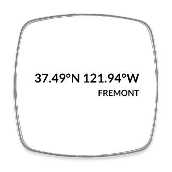 Fremont California USA Koordinaten - Viereckiger Kühlschrankmagnet - Weiß - Vorne