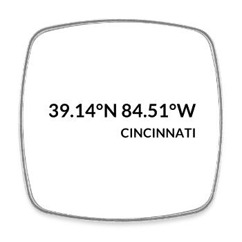 Cincinnati Ohio USA Koordinaten - Viereckiger Kühlschrankmagnet - Weiß - Vorne