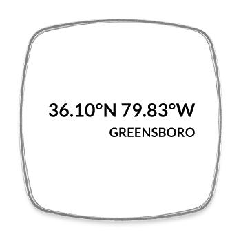 Coordonnées de Greensboro, Caroline du Nord, États-Unis - Magnet carré - blanc - Devant