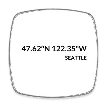 Seattle Washington USA Coordinates - Square fridge magnet - white - Front
