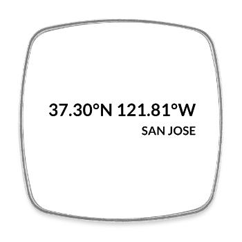 San Jose California USA Koordinaten - Viereckiger Kühlschrankmagnet - Weiß - Vorne
