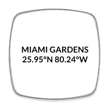 Miami Gardens, Floride, États-Unis Coordonnées - Magnet carré - blanc - Devant