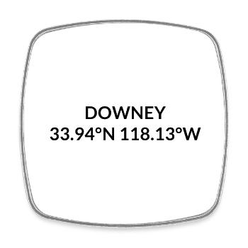Downey California USA Coordinates - Square fridge magnet - white - Front